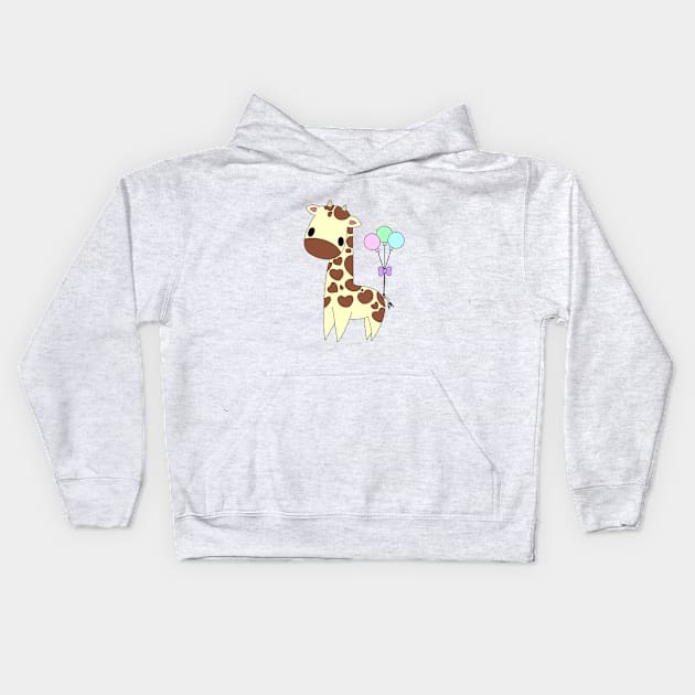 Baby Giraffe with Balloons Kids Hoodie by Mamma Panda1